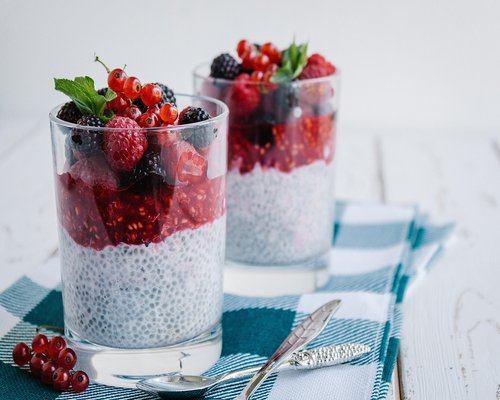 Fresh glass of water and healthy homemade snack